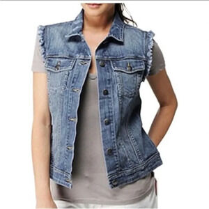PAIGE JEAN VEST, distressed blue, size extra  small